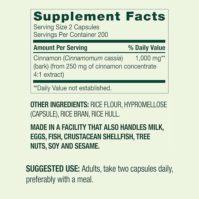 Cinnamon 1000 mg Dietary Supplement – 400 Vegetarian Capsules (6+ Month Supply) – Supports Healthy Metabolism &amp Wellness – Non-GMO Gluten Free No Artificial Colors or Flavors