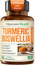 Boswellia Serrata Turmeric Supplement for Joint Support &amp Inflammation Balance – Turmeric Boswellia Supplement with Ginger &amp Black Pepper Extract for Enhanced Absorption – Non-GMO - 180 Capsul