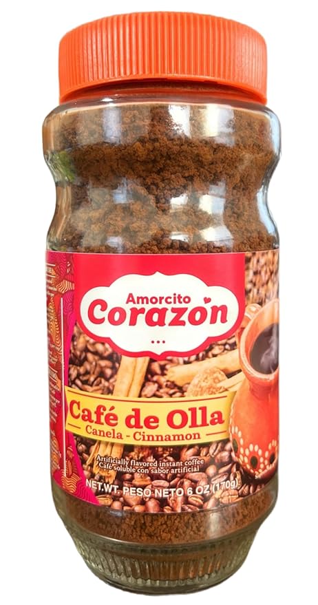 Cafe-Amorcito's Corazon Cafe de Olla Cinnamon Flavored Instant Coffee Glass Jar (170g)