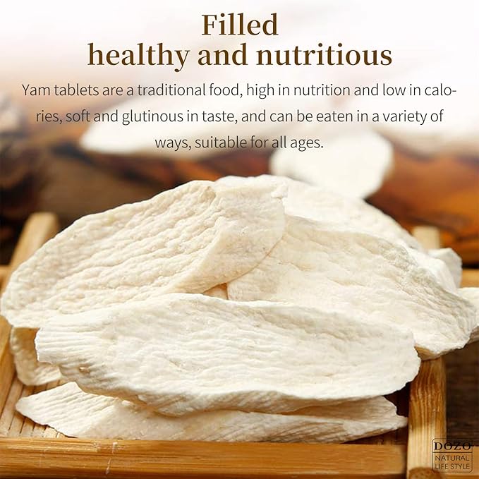 DOZO Dried Chinese Yam 400g/14.1oz Dried Iron Stick Yam Shan Yao for Tea Congee Soup Porridge Sulfur Free No Additives 山药干 淮山药
