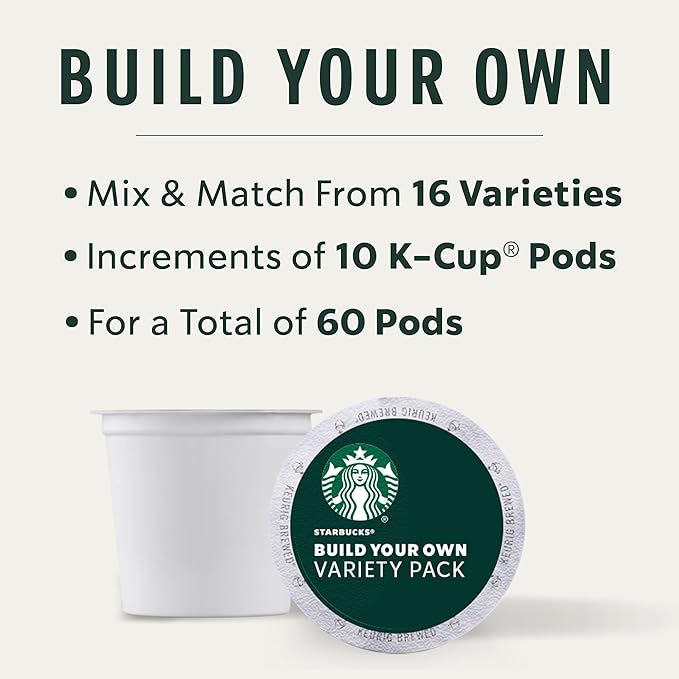 Starbucks K-Cup Coffee Pods Custom Build Your Own Variety Pack 60 Pods