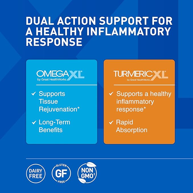OmegaXL Powerful Joint and Muscle Support Supplement 60 Count (2 Pack) &amp TurmericXL (30 Count)