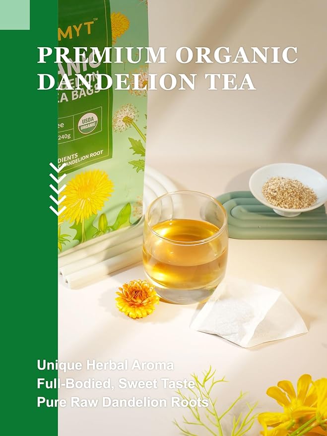 HYNTMYT Organic Raw Dandelion Root Tea Bags USDA Organic Tea Pure Dandelion Root Smooth &amp Mild Taste Caffeine Free 120 Count