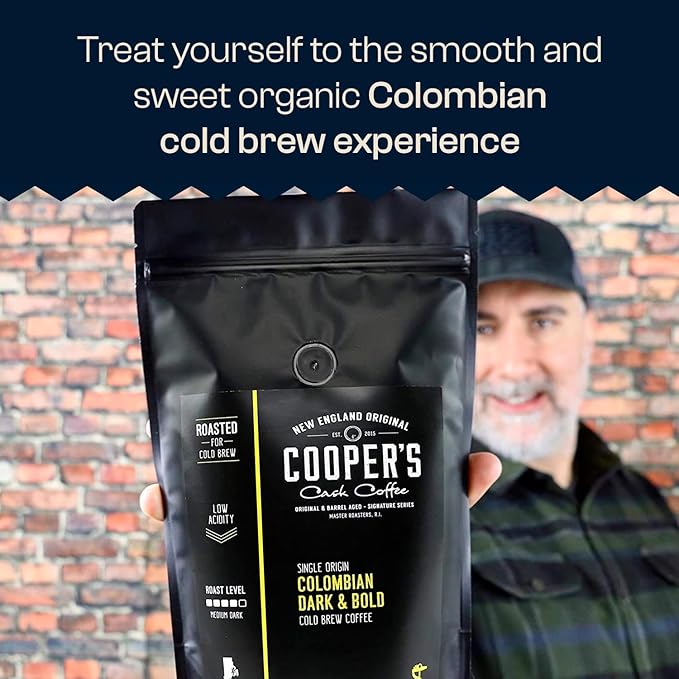 Colombian Dark Roast Single Origin Gourmet Organic Cold Brew Coffee Beans Smooth Taste of Cocoa with Light Fruited Flavors Whole Bean 5 lb Coffee Bag