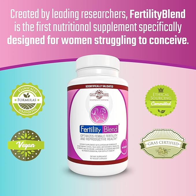 Daily Wellness Fertility Blend for Women - Fertility Supplements for Women Conception Fertility Prenatal Vitamins Trying to Conceive Progesterone Supplements Cycle Support Conception Pills - 3 Pack