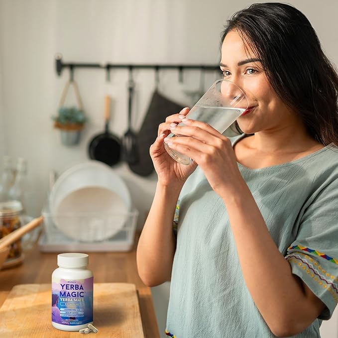 Yerba Magic Yerba Mate Capsules - 100% Pure Extract High Potency Energy &amp Focus - 75mg Clean Caffeine Yerba Mate Pill No Jitters No Fillers - Unsmoked South American Sourced - 60 Day Supply