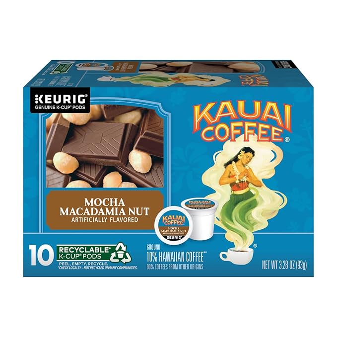 Kauai Coffee Mocha Macadamia Nut Flavor - Compatible with K-Cup Brewers 10 CT (Pack of 3)