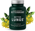 Betterbrand BetterLungs Lung Support Supplement with NAC Mullein Leaf for Smokers Respiratory Health Formula with Elderberry Vitamin D Ginseng Reishi Mushroom - 60 Capsules - Pack of 1