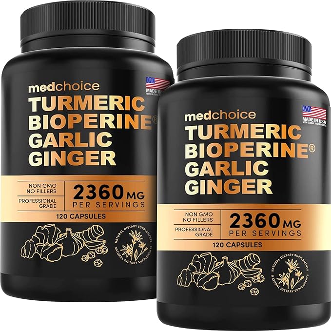 MEDCHOICE Turmeric &amp Ginger (240ct) and Sleep Melatonin (180ct) Supplement Bundle - Wellness Duo for Joint Digestion Sleep &amp Immune Support - Vegan Non-GMO Gluten-Free