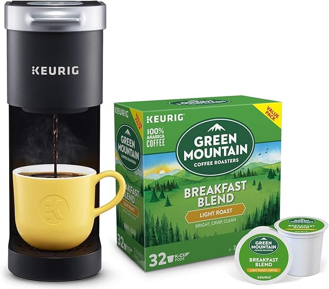 Keurig K-Mini Single Serve Coffee Maker with Green Mountain Breakfast Blend Coffee Pods 32 count
