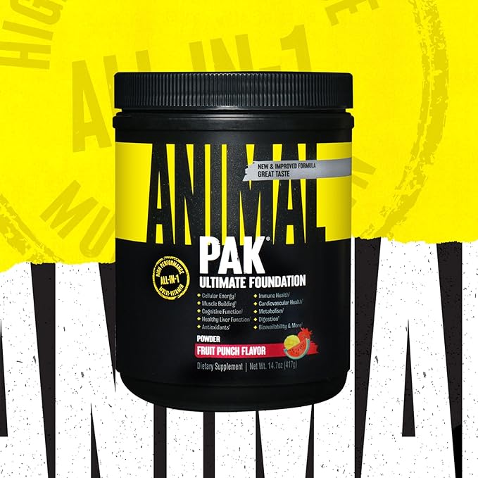 Animal Pak - Convenient All-in-One Vitamin &amp Supplement Powder - Zinc Vitamins C B D Amino Acids Immune Support Digestive Enzymes and More - Daily Multivitamin for Women &amp Men - 60 Scoo