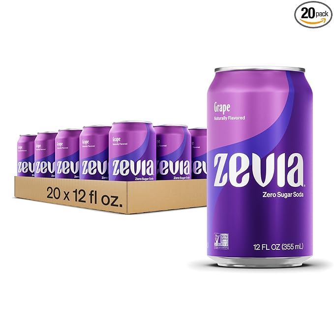 Zevia Zero Calorie Soda Grape 12 Ounce Cans (Pack of 20)