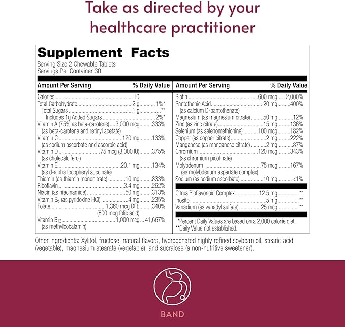 Bariatric Advantage Chewable Essential Multivitamin Without Iron - 200 DV of Key Nutrients - Trace Mineral Support* - Multivitamins for Bariatric Patients - Orange - 60 Count
