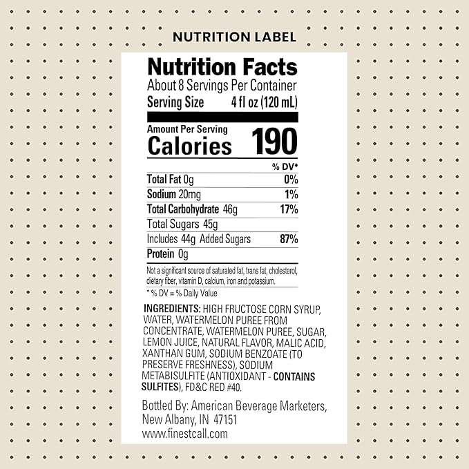 Finest Call Premium Watermelon Fruit Puree Drink Mix 1 Liter Bottle (33.8 Fl Oz) Pack of 6