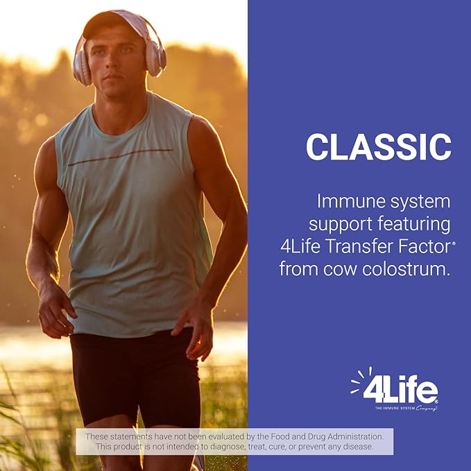 4Life Transfer Factor Classic -with Cow Colostrum for Enhanced Immune Response Recognition and Memory - for Ages 2 and Up - 90 Veggie Capsules