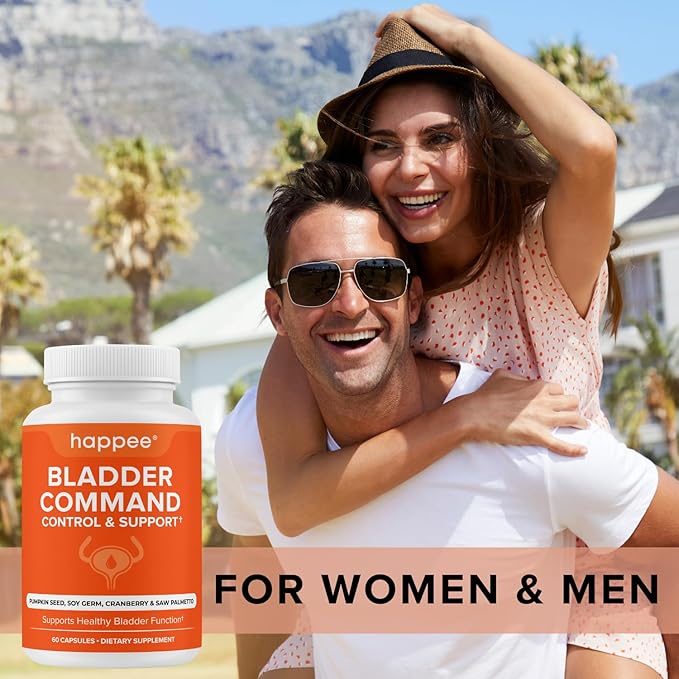 Happee Overactive Bladder Control Supplement for Women &amp Men - Pumpkin Seed Extract Soy Germ Saw Palmetto &amp Cranberry Blend - Bladder Support for Urinary Frequency Leaks &amp Urgency - 90