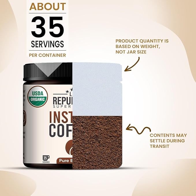 La Republica organic Instant Coffee 2 Pack (35 Servings) Medium Roast Toasted Caramel Notes fair Trade Arabica USA Made (70 Servings)