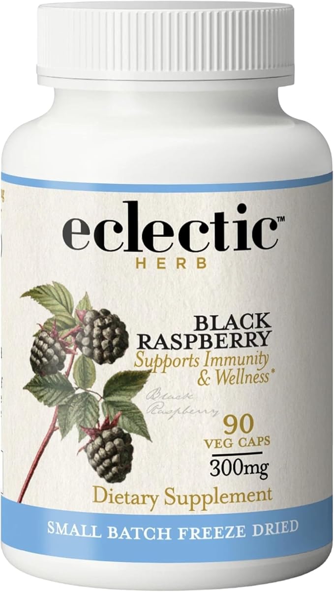 Eclectic Herb - Black Raspberry Capsules | Vegan Superfood Supplement | Nutrition Vitamins + Minerals | Antioxidant + Immune Support | US-Grown Natural Non-GMO Gluten Free (90 CT | 300 mg)