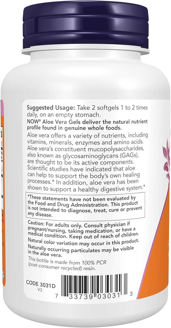 Now Foods Aloe Vera Gels 10000 mg 250 Softgels