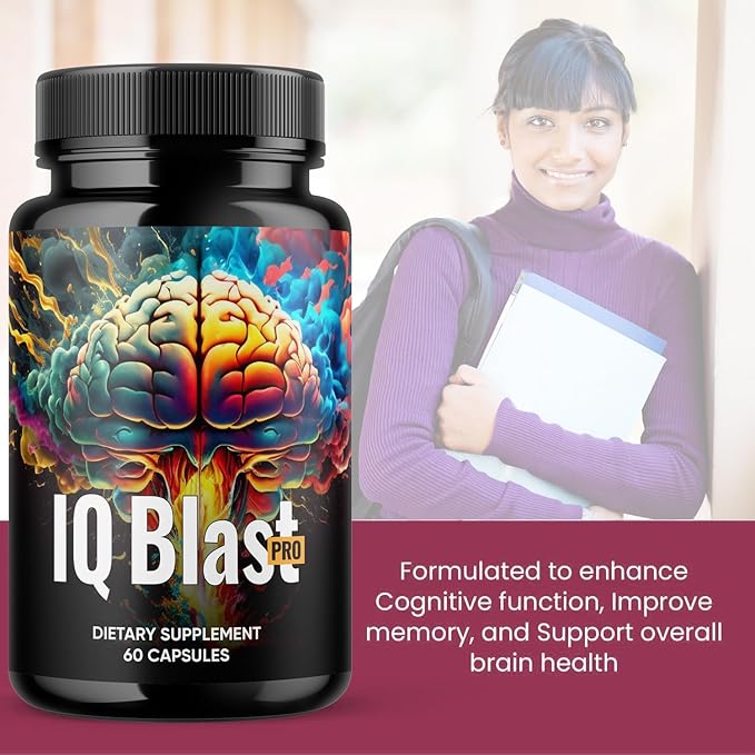 Official - IQblast Pro Supplement Capsules Brain Pills for Memory and Focus IQblastpro Blaster Premium Clarity Support Advanced Formula Reviews All Natural Ingredients (3)