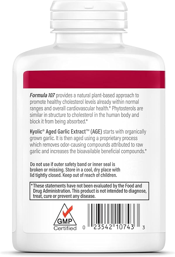 Kyolic Aged Garlic Extract Formula 107 Phytosterols for Cholesterol Support* 240 Capsules