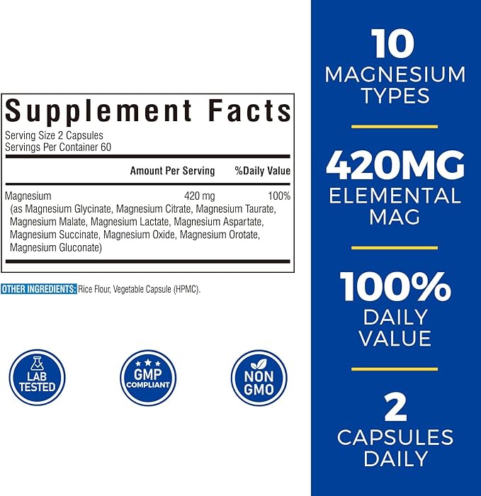Multi Collagen Peptides Powder 8oz &amp 10 in 1 Magnesium Complex 120 Caps