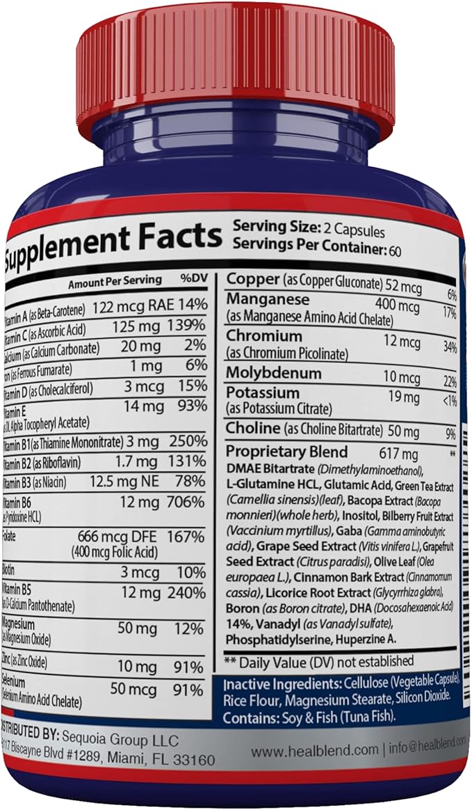 Neuro Plus Brain &amp Focus Formula - Nootropic Brain Booster Supplement Supports Brain Health Mental Clarity &amp Focus - Enhances Concentration &amp Mental Energy – 120 Capsules (1)