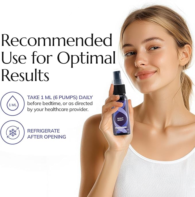 Neurobiologix Night Night Liposomal Sleep Spray Melatonin &amp GABA Oral Spray for Relaxation Bedtime Routine &amp Restful Nights Fast Absorbing Liposomal Delivery Non Habit Forming Vegan 1 Fl