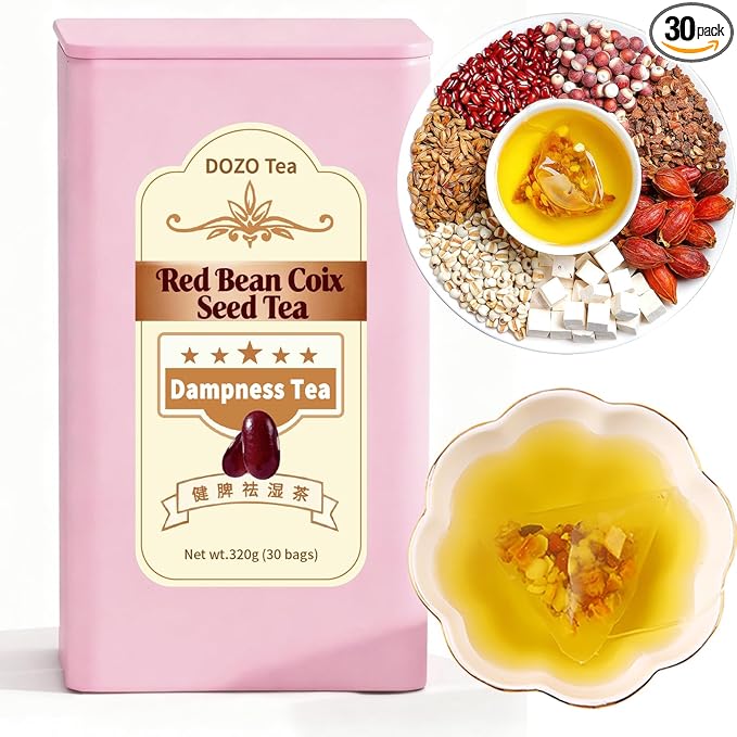 DOZO Dispelling Dampness Tea 11.28oz/320g (30bags) Herbal Health Shiqing Tea Bags Moisture Removing with Red Beans Job's Tears Barely Gorgon Caffeine Free 祛湿茶 去湿 赤小豆薏米芡实茶