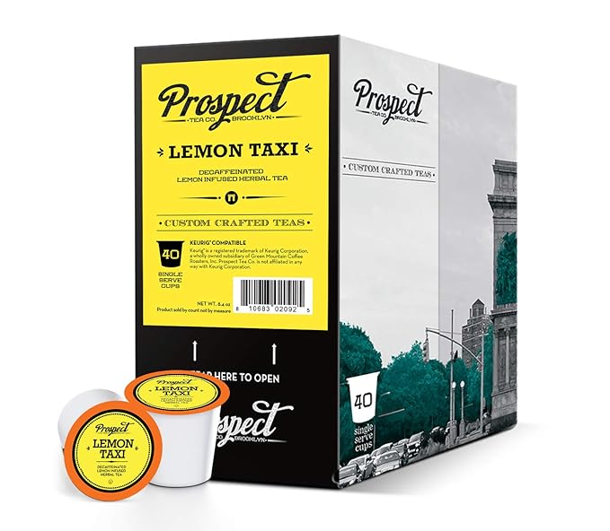 Prospect Tea Co. Decaffeinated Lemon Taxi Herbal Tea Pods Compatible with K Cup Brewers Including 2.0 40 Count