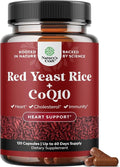 Red Yeast Rice with CoQ10 Supplement - Advanced Healthy Heart &amp Healthy Cholesterol Levels Formula for Men &amp Women - Extra Strength Capsule with Red Yeast Rice 1200 mg Capsules with CoQ10 - 12
