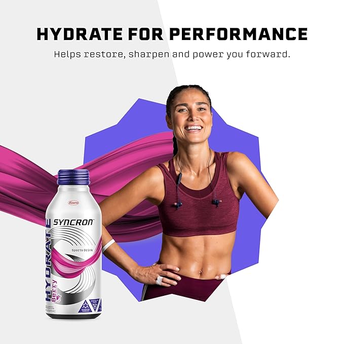 Syncron Hydrate Sports Drink Berry with BCAA Amino Acids Electrolytes and Real Fruit Juice for Daily Hydration or Post Workout Recovery No Sucralose or Artificial Flavors 12 Pack 16 Oz