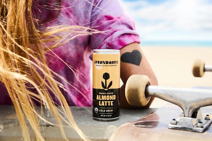 Groundwork Organic Coffee - Almond Cold Brew Latte - 8 Fl Oz Cans (12 Pack)
