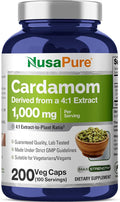 NusaPure Cardamom Capsules 1000 mg 200 Veg Capsules (Non-GMO Vegan)