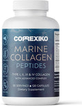 CORREXIKO Marine Collagen Supplement Pills - 1800mg Hydrolyzed Collagen Peptides per Serving with Added Hyaluronic Acid Vitamin C &amp Minerals - for Hair Skin &amp Nails - 120 Capsules 30 Day Sup