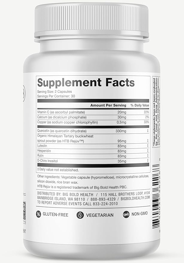 BIG BOLD HEALTH HTB Immune Rejuvenate - Polyphenols Supplement for Immune Support with Himalayan Tartary Buckwheat - Gluten Free Dairy Free Non-GMO Formula - 60 Vegetarian Capsules