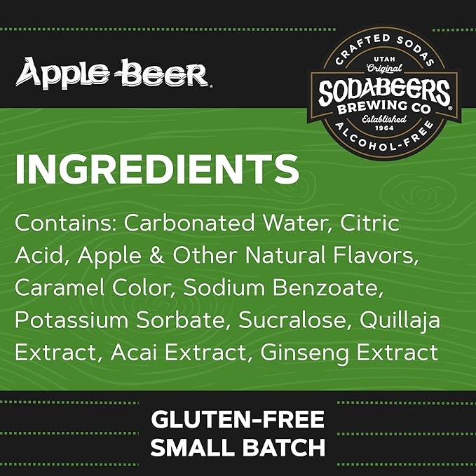 Apple Beer Five | SodaBeers Brewing Co | Alcohol-Free Gluten Free &amp Sugar Free Crafted Apple Soda Refreshing Fruit Beverages Low Calorie Zero Sugar Soda (12 Cans)