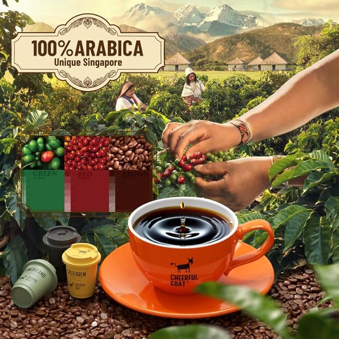 CheerfulGoat Instant Cold Brew Coffee – Speciality Pocket Coffee 100% Arabica Freeze Dried for Ultimate Freshness No Sugar No Additives Low Acid Healthy for Iced &amp Hot 30 Servings (MIX)