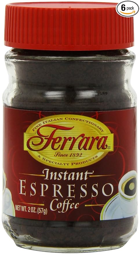 Ferrara Instant Espresso Coffee 2-Ounce Glass Jars (Pack of 6)