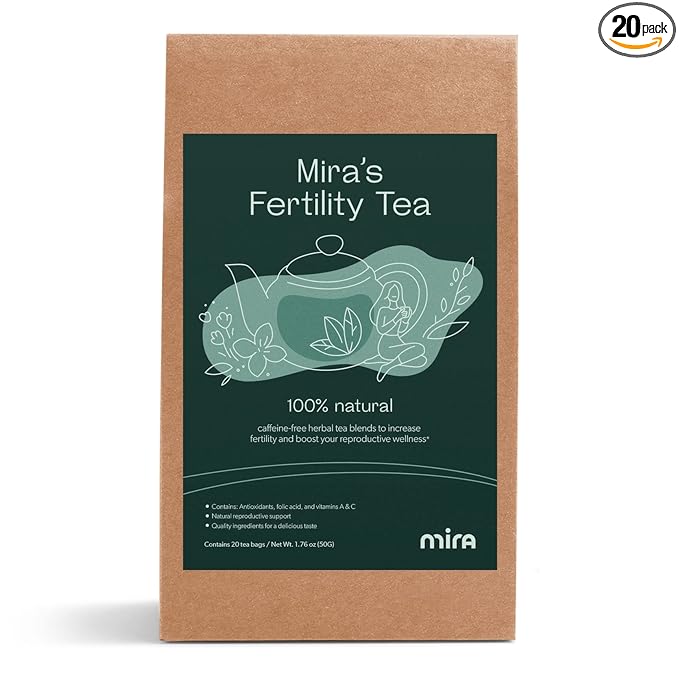 Mira Fertility Tea Caffeine-Free 100% Organic Goji Berry and Rose Flower Helps Regulate Cycles Support Conception Promote Hormone Balance 20 Tea Bags Per Box