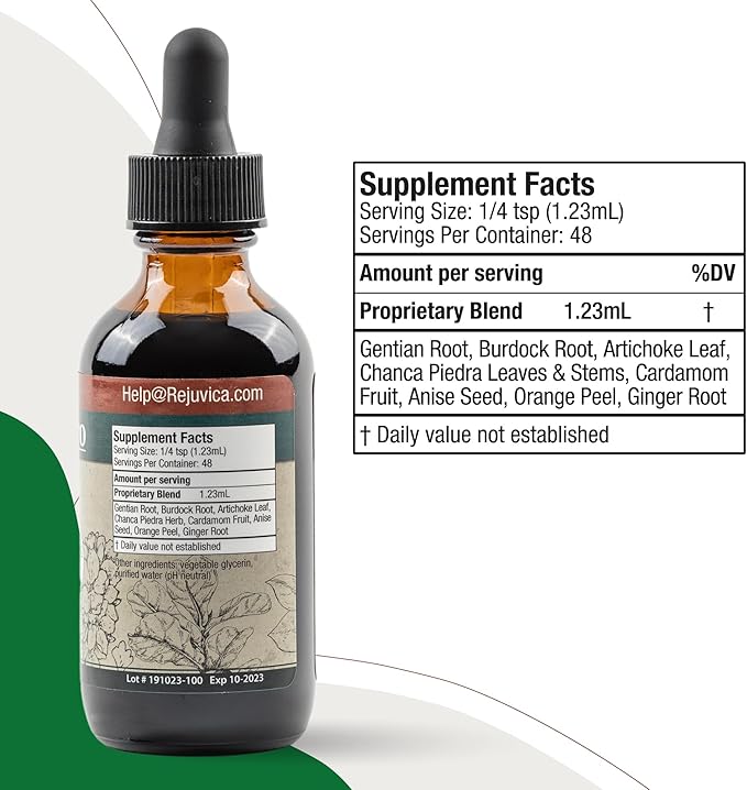 Rejuvica Health DigestaPro - Advanced Digestive Bitters Supplement - Liquid Delivery for Better Absorption - Gentian Artichoke Burdock Chanca Piedra Ginger &amp More!