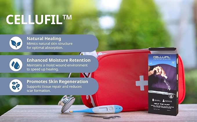 Cellufil Collagen Particles for Advanced Wound Care - 10 Vials - 100% Non-Hydrolyzed Bovine Collagen for Tissue Regeneration First Aid &amp Minor Bleeding