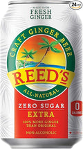 Reed's Zero Sugar Extra Ginger Beer Great Tasting Natural Craft Ginger Soda with Fresh Ginger Root (12oz Can 24 pk)