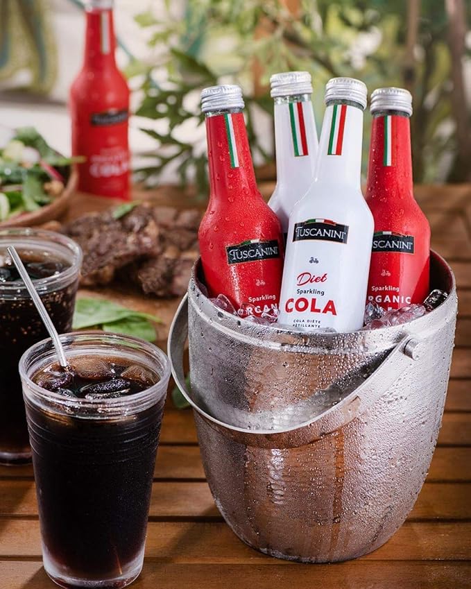 Tuscanini Italian Diet Cola Soda 9.3oz (6 Pack) Naturally Caffeine Free Aspartame Free Elegant Glass Bottle Great Tasting No Preservatives