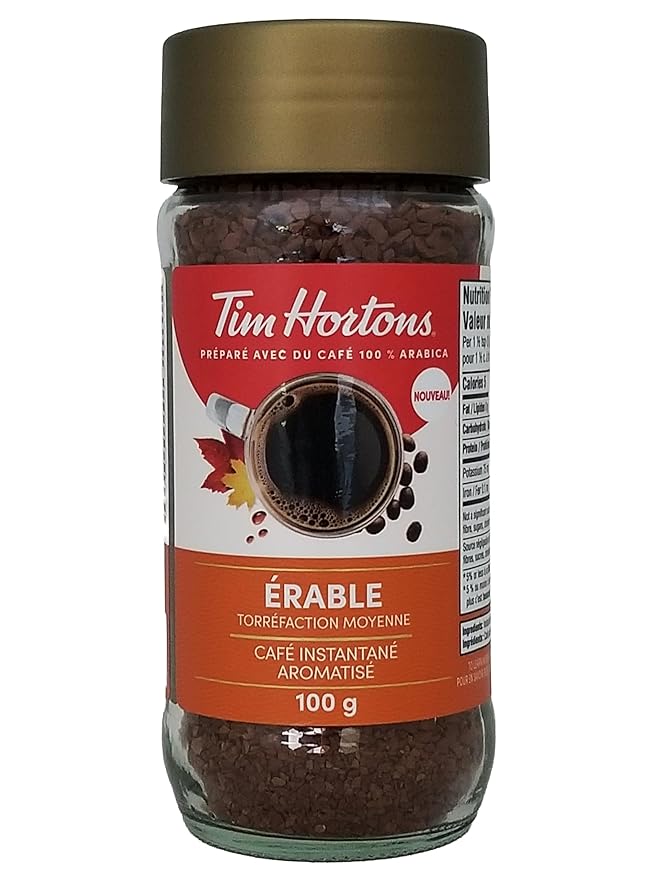 Tim Hortons Medium Roast 100% Arabica Instant Coffee Maple Flavored 100g/3.5 oz