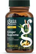 Gaia Herbs Ginger Supreme - Supports Healthy Digestion &amp Relieves Occasional Nausea* - with Organic Ginger Root &amp Turmeric Root - 60 Vegan Liquid Phyto-Caps (60 Servings)