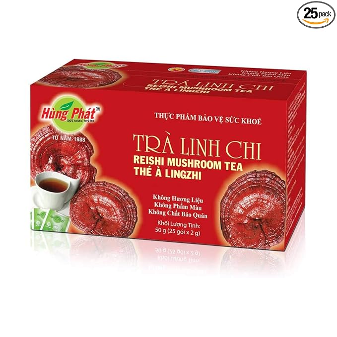 02Boxes (25 Teabags/box x 2g - Lingzhi tea Hung Phat - Tra Linh Chi Hung Phat