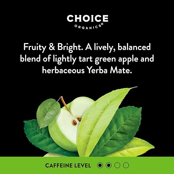 Choice Organics - Organic Apple Mate Tea (6 Pack) - Compostable - Contains Caffeine - 96 Organic Yerba Mate Tea Bags