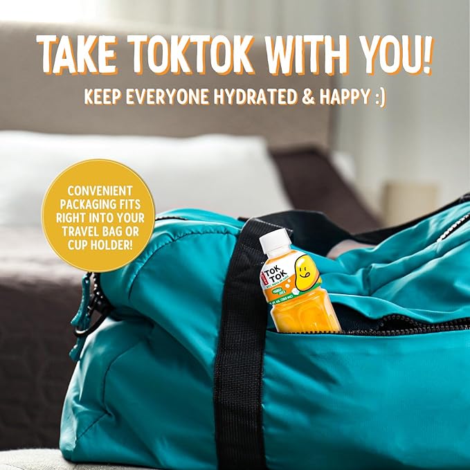 Pocas Toktok Mango Juice 12-Pack – Made with Real Fruit &amp Chewy Nata De Coco 8 Oz Each