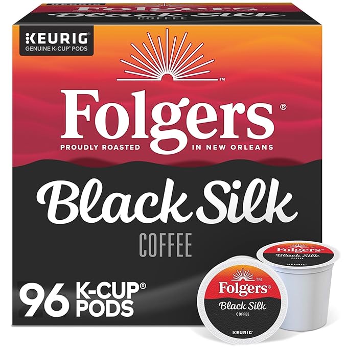 Folgers Black Silk Coffee Keurig Single Serve K-Cup Pods Dark Roast 24 Pods Per Pack Case Of 4 Packs